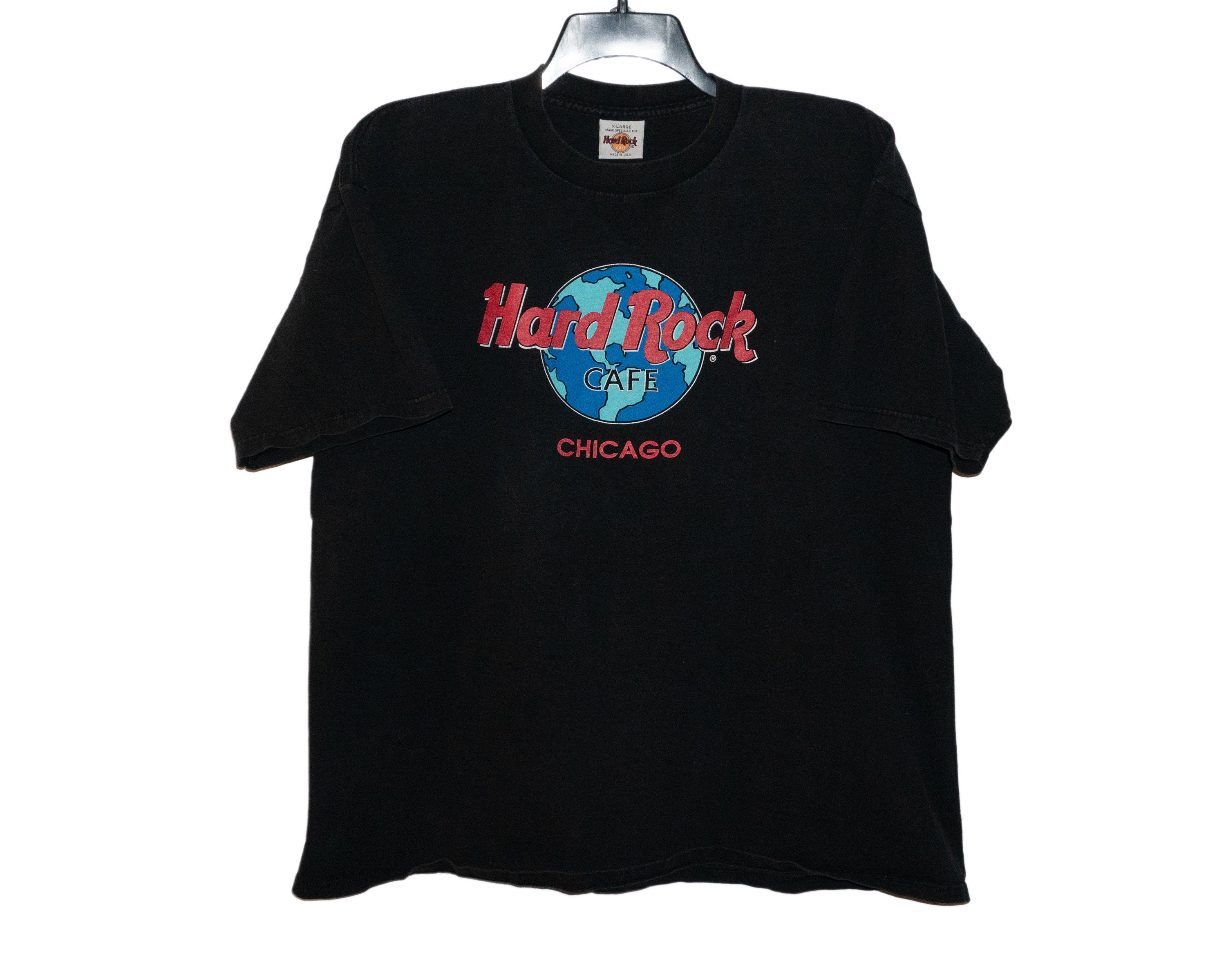 Vintage Hard Rock Cafe Chicago Black Planet Earth T-shirt X-large 