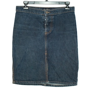 Vintage Earl Jean Dark Wash Denim Jean Skirt Small Pencil Above The Knee 100% Cotton