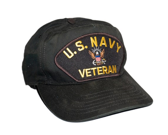 Vintage U.S. Navy Veteran Eagle Crest Black and Y… - image 1