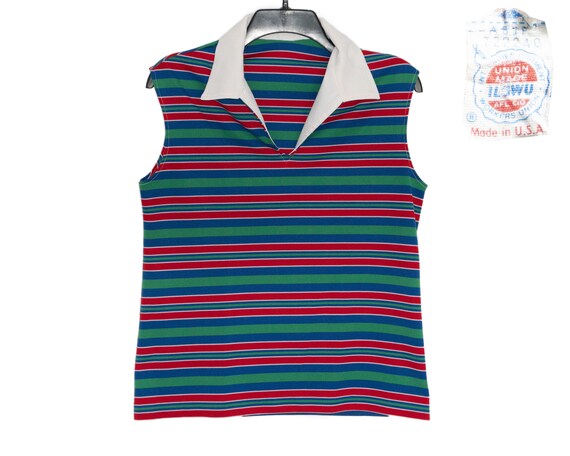 Vintage Colorful Striped Blue Green Red and White