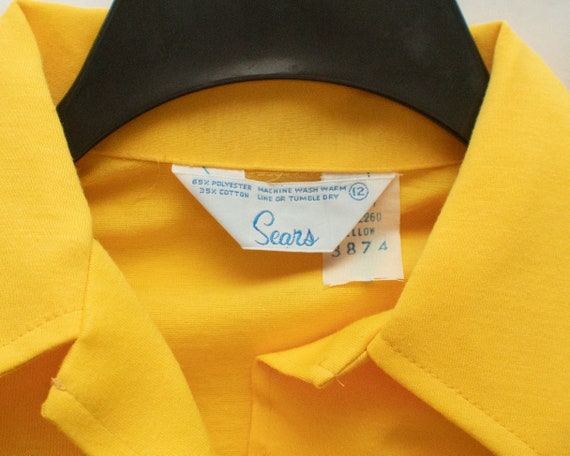 Vintage Sears Yellow Solid Plain Blank Short Slee… - image 2