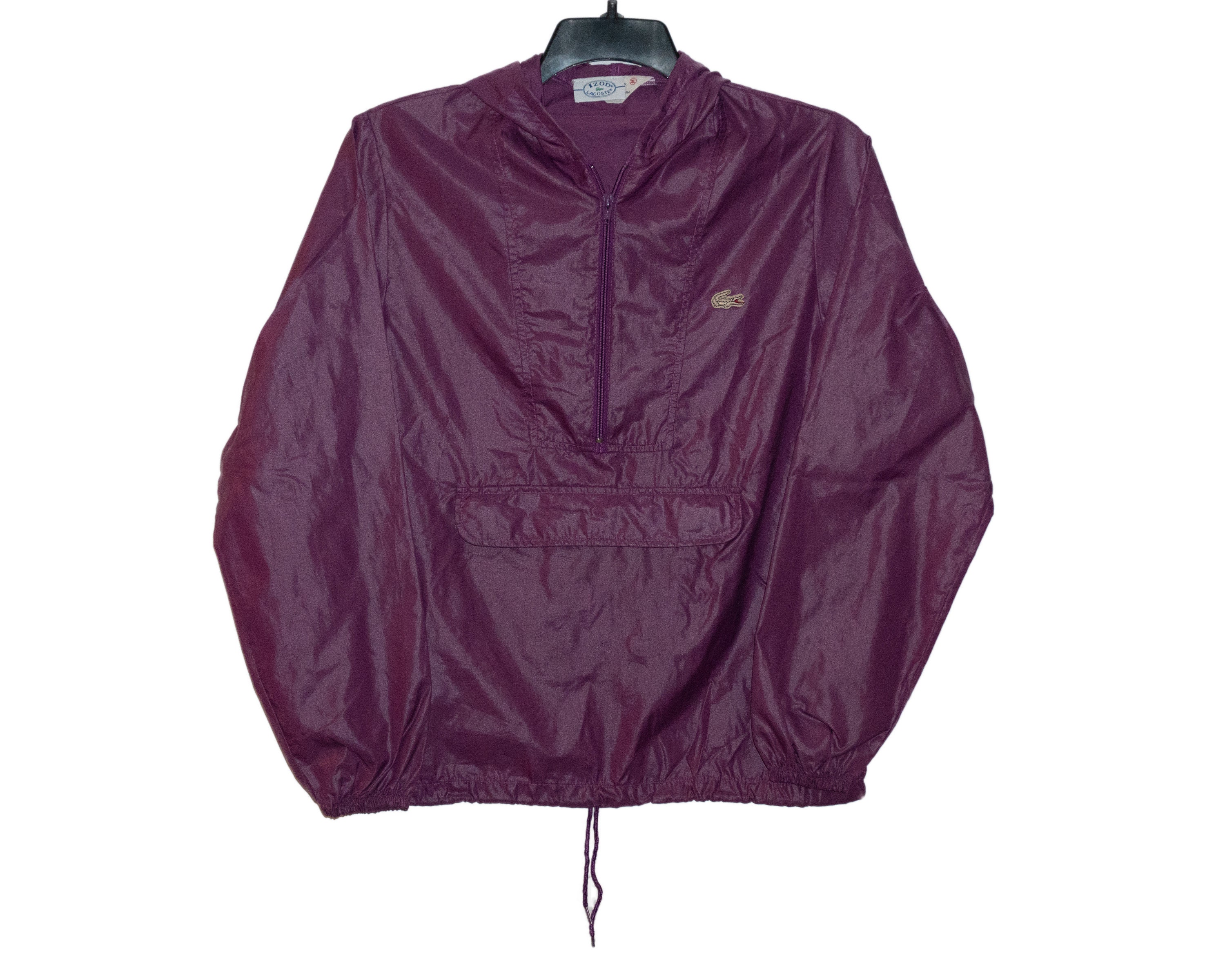 Vintage Izod Lacoste Purple Pullover Hooded Windbreaker Rain Jacket Coat Small Nylon