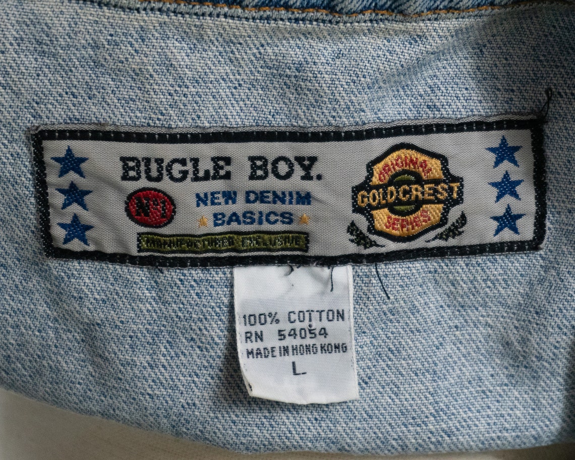 Vintage Bugle Boy Gold Crest Original Series Denim Vest Large | Etsy