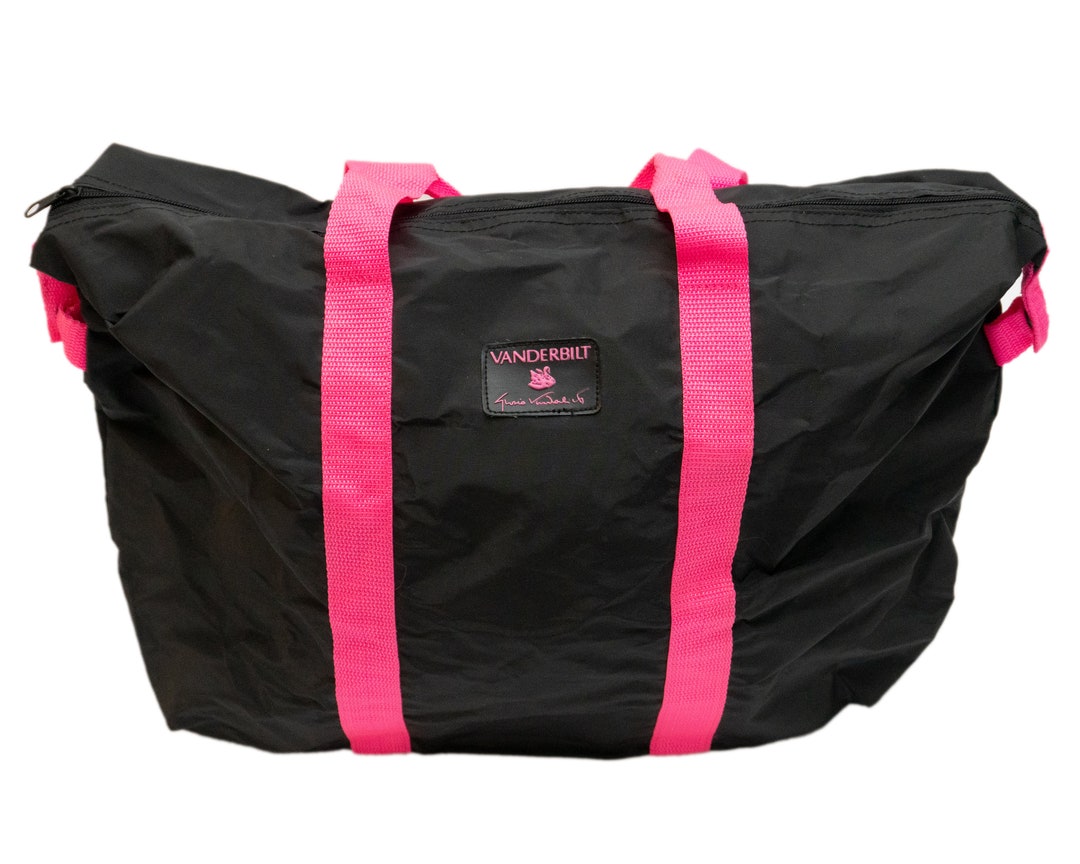 Vintage Gloria Vanderbilt Swan Black Neon Pink Gym Duffel Bag Etsy