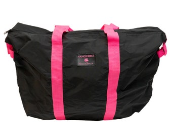 Vintage Gloria Vanderbilt Swan Black Neon Pink Gym Duffel Bag 80's 90's Dance Pack