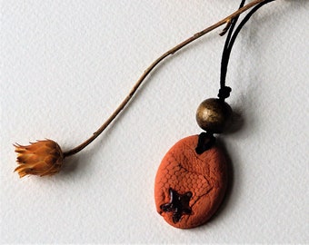 Necklace, Clay Diffuser Pendant, Kiln Fired Necklace, Terracotta Pendant, Aromatherapy Pendant, Essential Oils Clay Necklace