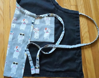 Apron Reversible Adult Dog-Inspired Adjustible Unisex With Pocket