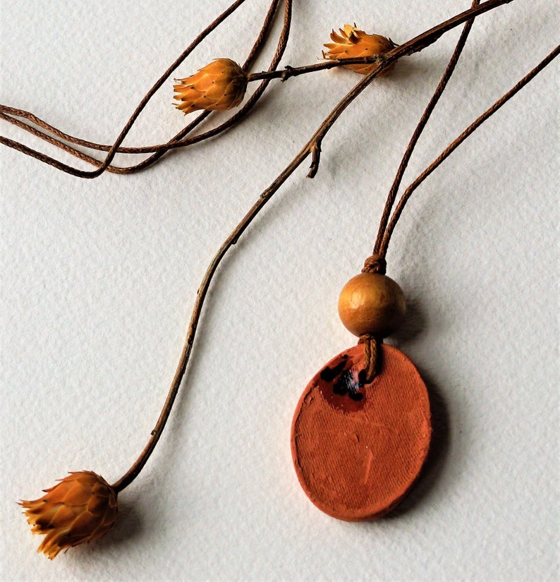 Clay Diffuser Pendant Kiln Fired Necklace Terracotta Etsy