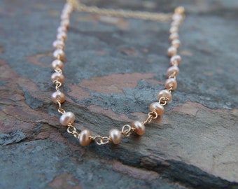 Dainty Pink Freshwater Pearl Bracelet, layering bracelet, minimalist jewelry, dainty jewelry