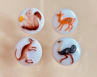 Vintage Glass Animal Buttons. Kiddie Buttons. Dolls.