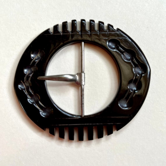 Vintage Carved Black Bakelite Belt Buckle. - Etsy