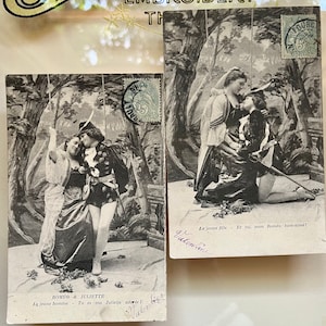 2 Antique Postcards. Photo-Cards. Romeo & Juliette. French.