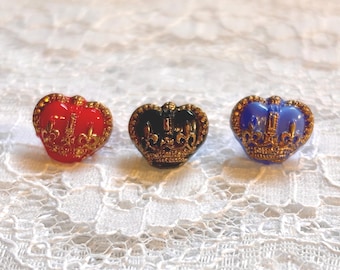 Realistic Glass Coronation Crown. Small. Red. Blue. Black.