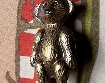 Cute Metal Teddy Bear button. Kiddie. Craft.