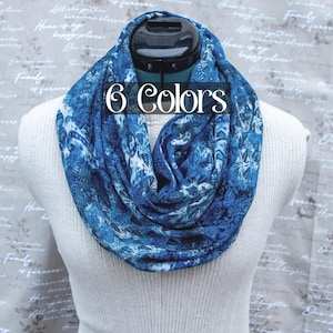 Infinity Scarf with Pocket, Rayon Scarf, Summer Scarf, Hidden Pocket Scarf, Infinity Scarf, Lightweight Scarf, Boho Scarf