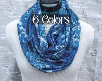 Rayon Infinity Scarf with Hidden Pocket: Lightweight Travel Scarf