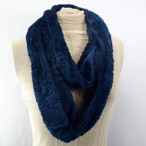 Faux Fur Infinity Scarf with Hidden Pocket: Paisley Minky Scarf