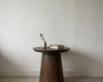 Handcrafted White Oak Pedestal Side Table