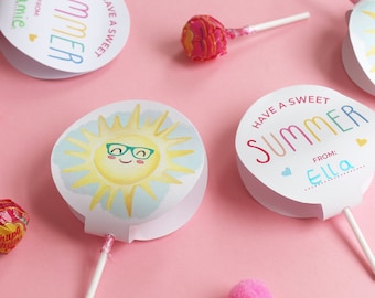 Summer Lollipop Gift Tag, End of Year Classmate Gifts (Digital File)