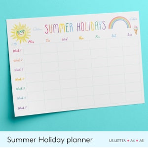 Sommer Urlaubsplaner, Kinder Sommer Urlaubsplaner, Druckbarer Sommer Urlaubsplaner, Sommer Urlaubskalender, Sommer Urlaub Wandplaner