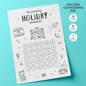 Kids holiday countdown | Kids countdown holiday trip | Holiday kids coloring activity | Kids printable activities | Kids holiday surprise