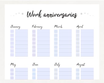 Work Anniversary Printable Template Employee Anniversary Tracker Work Anniversary Calendar Employee Anniversary Tracker HR Templates - Etsy work-anniversary-printable-template-employee-anniversary-tracker-work-anniversary-calendar-employee-anniversary-tracker-hr-templates-etsy