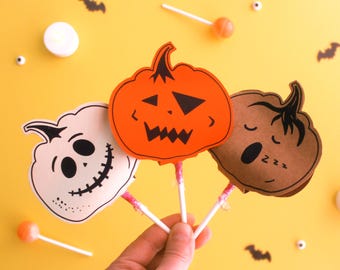 Halloween Pumpkin Lollipop Holder, Kids Craft (Digital Download)