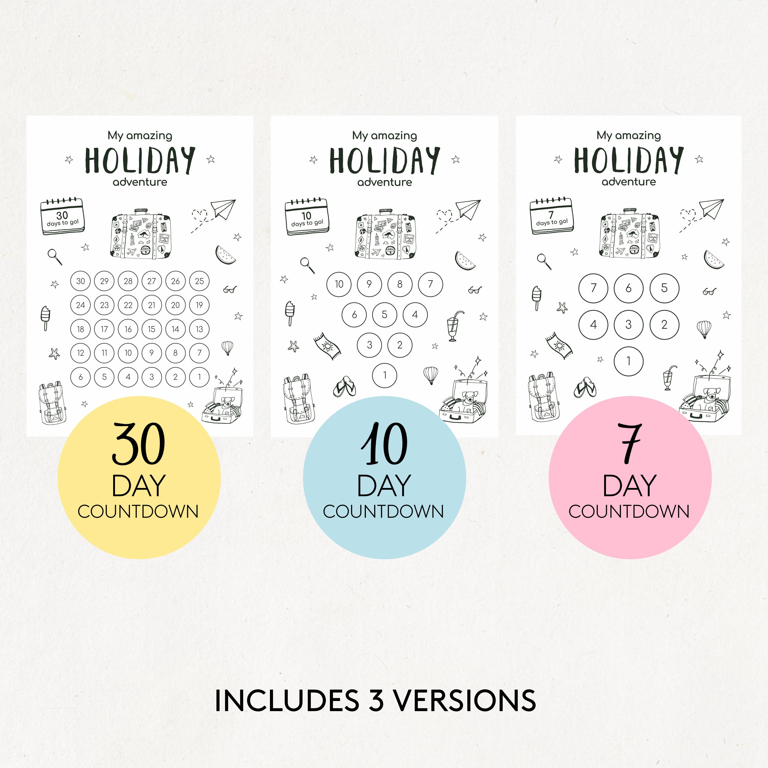 Kids Holiday Countdown Coloring Page | Printable Travel Activity ...