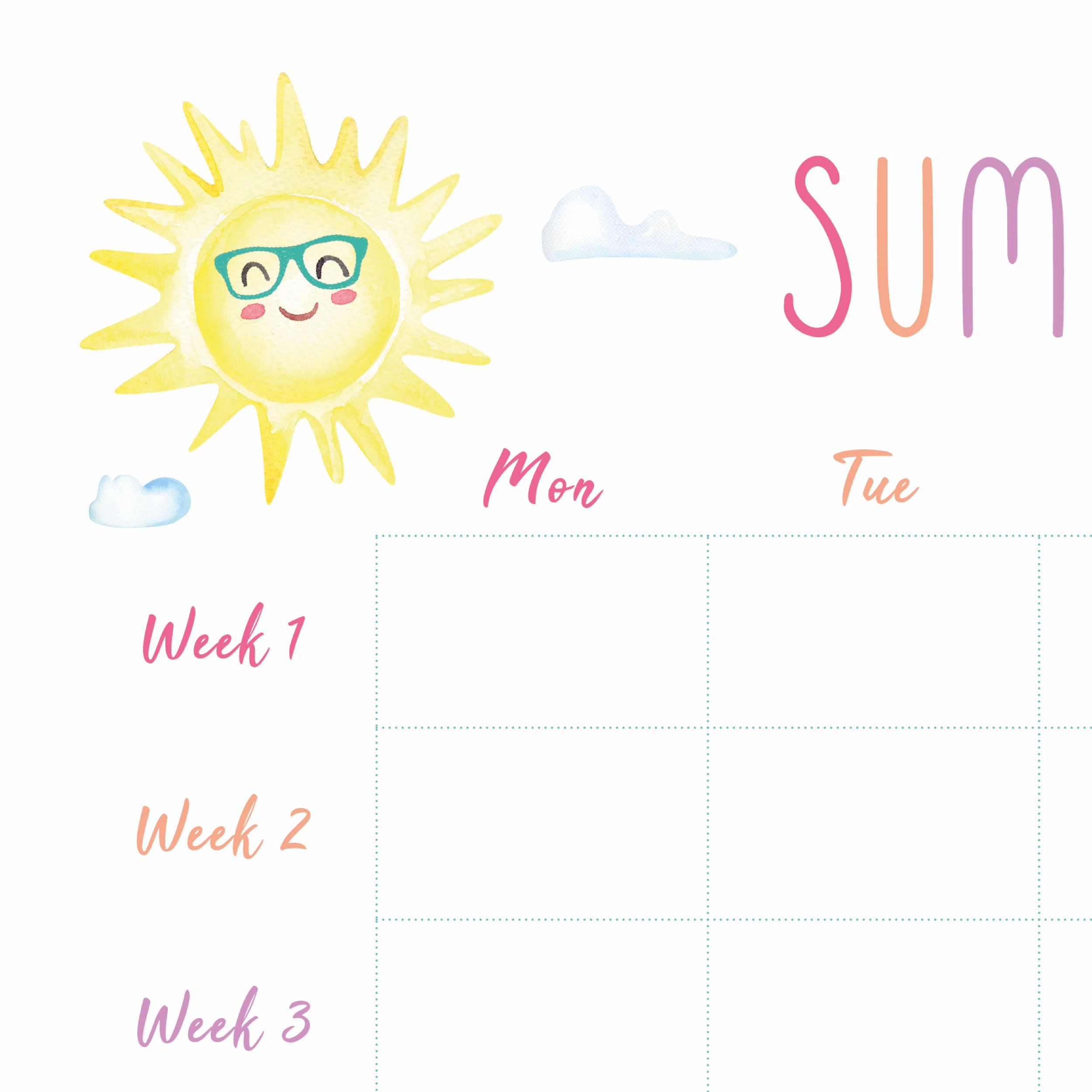 Summer Holiday Planner, Kids Summer Holiday Planner, Printable Summer
