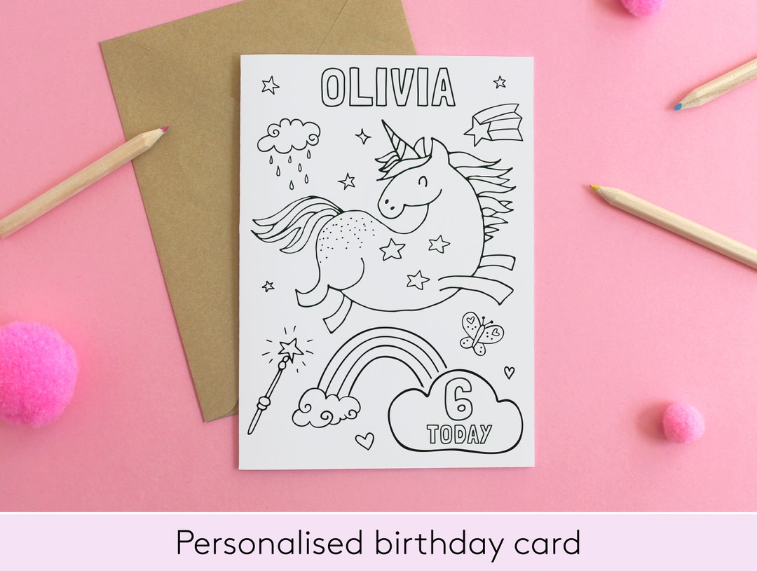 Personalised Unicorn Birthday Card, Printable Kids Birthday Card ...