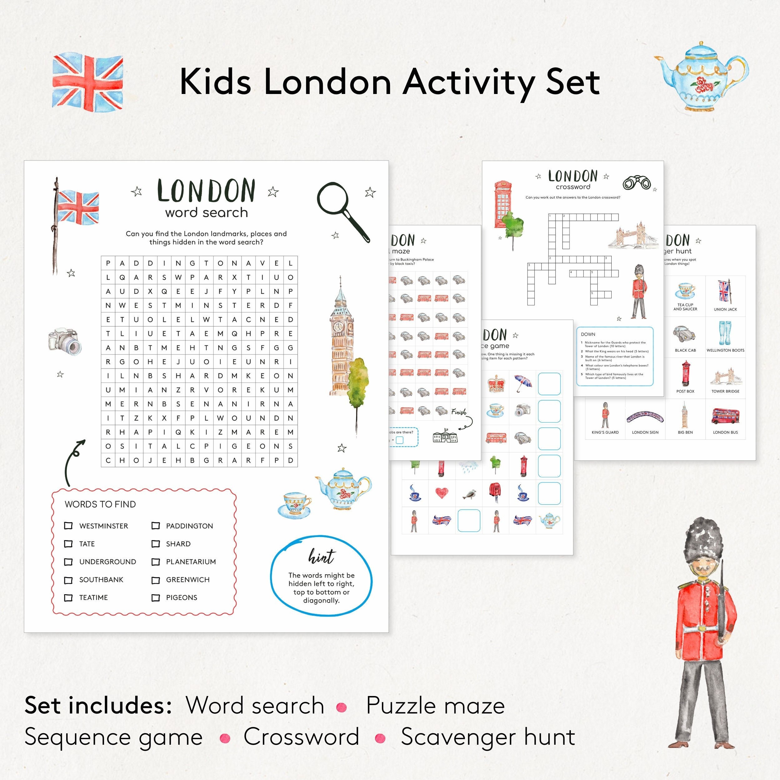 London Activities for Kids Kids Printable Activity Sheet London London