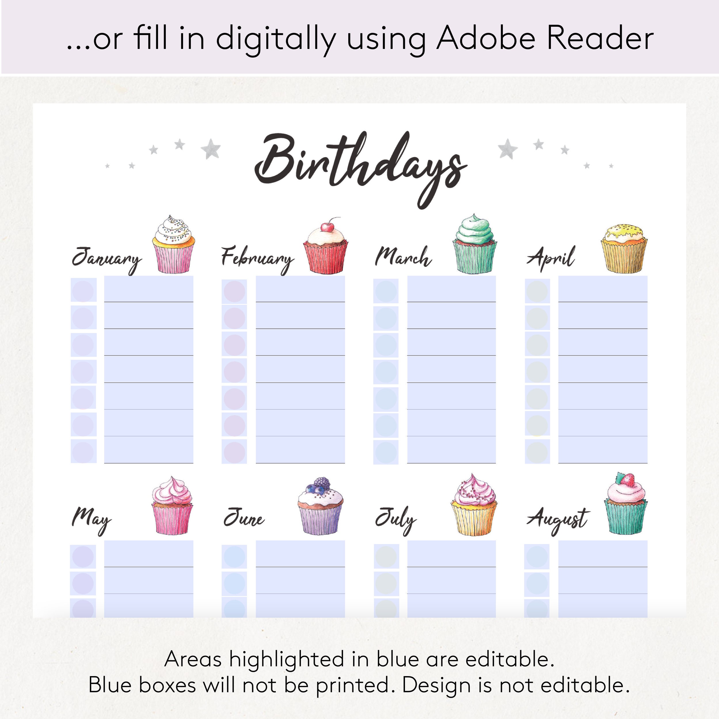Birthday Tracker Printable Template Birthday Planner Etsy UK Birthday Tracker Printable Template Birthday Planner Etsy UK