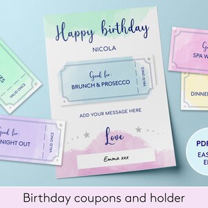 Editable birthday coupons, Last minute gift, Birthday voucher download, Birthday coupon, Love coupon, Printable coupon, Personalized coupons