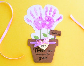 Mother's Day Handprint Flower Pot Card, DIY Craft (Digital Download)