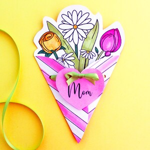 Biglietto per la festa della mamma da colorare Biglietto dell'ultimo minuto per la festa della mamma Lavoretto per la festa della mamma Biglietto stampabile per la festa della mamma Biglietto da colorare per la festa della mamma