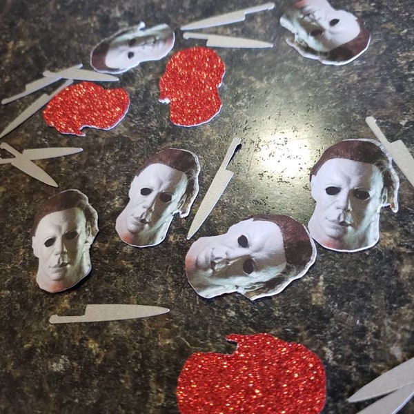 Friday the 13th party decorations, Halloween party decorations, Halloween cupcake toppers, Friday the 13th confetti, horror decorations