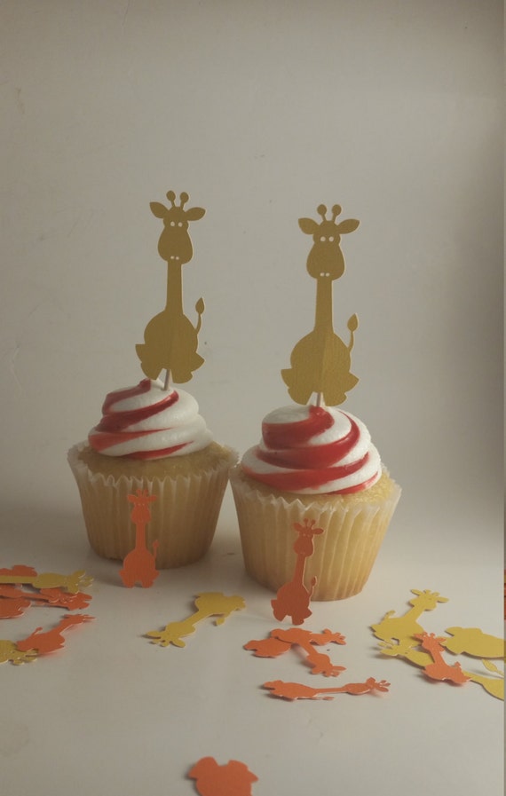 Giraffe Cupcake Topper Safari Party Decorations Giraffe Cup Etsy