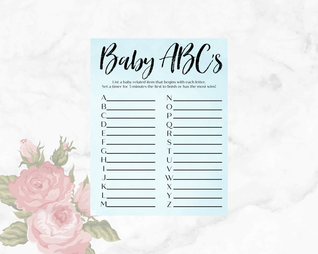 Abc Baby Shower Game, Printable Baby Shower Games, Custom Printables ...