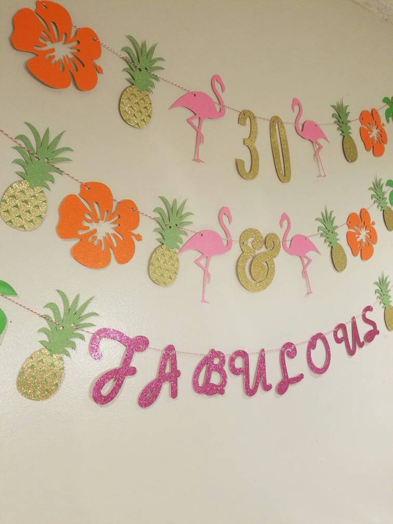 30th birthday tropical party tiki party aloha banner tropical birthday, 30 /& fabulous Hawaiian luau Hawaiian party Luau party banner