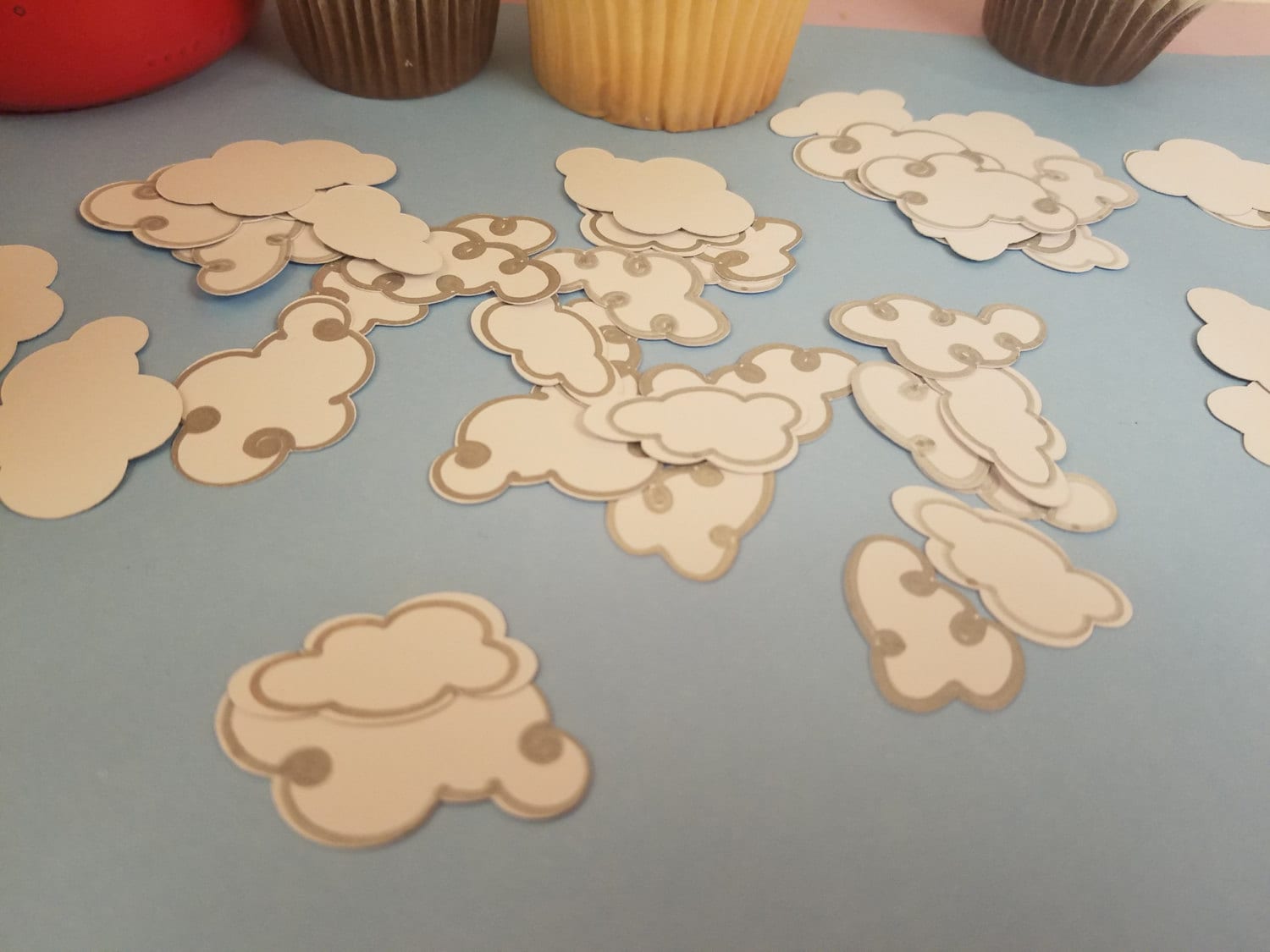 Cloud confetti cloud die cuts neutral gender decorations Baby shower confetti baby shower table decorations new baby