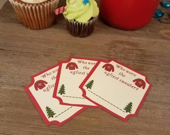 ugly christmas sweater party ballot, ugly sweater decoratons, Ugly sweater ballot, ugly sweater party voting, custom party, holiday decor