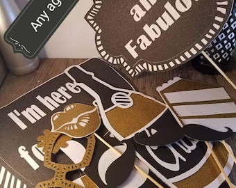40th birthday decorations, 60th birthday, 65th birthday decorations, 50th photo booth props, Birthday photo props, 70th birthday party, phot
