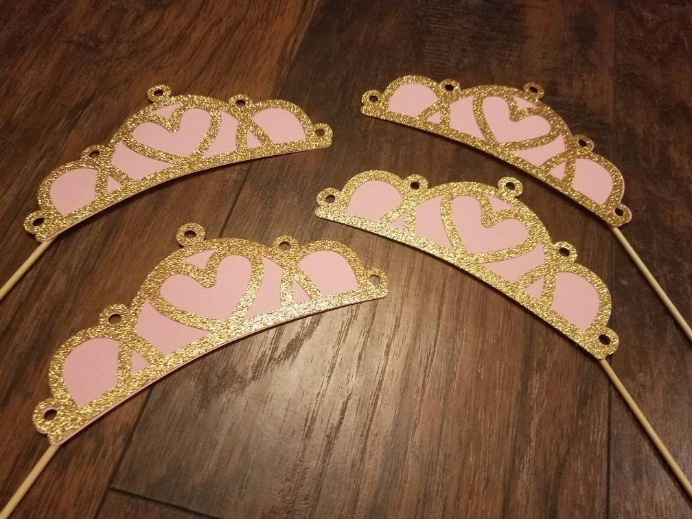 First birthday photo booth props princesses party decorations pink and gold party party ideas for girls