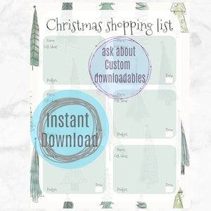 Lista di Natale stampabile, lista di Natale stravagante, DOWNLOAD IMMEDIATO, lista della spesa di Natale, lista dei regali, lista delle feste, organizzatore di Babbo Natale segreto