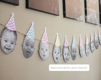 Personalized Photo banner, face banner, photo birthday banner, dog birthday. Cat decorations, dog decorations,