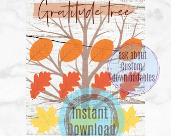 gratitude tree, DIY Thankful Tree Sign, kids Thanksgiving Thankful Tree Craft, Instant Download Printable, Gratitude Tree Print Out,