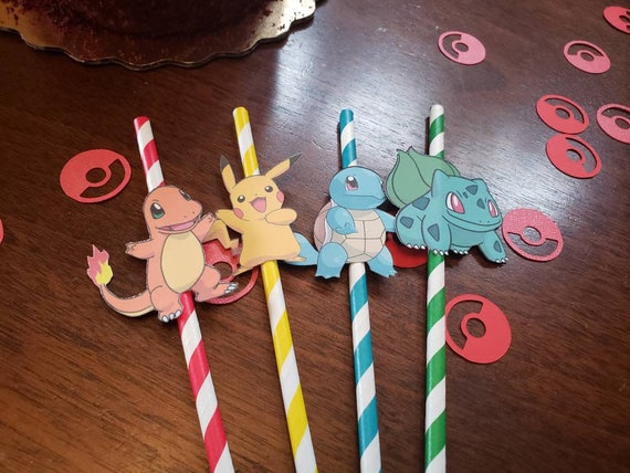 Pajitas de cumpleaños de Pokémon, pajitas de Pikachu, decoraciones