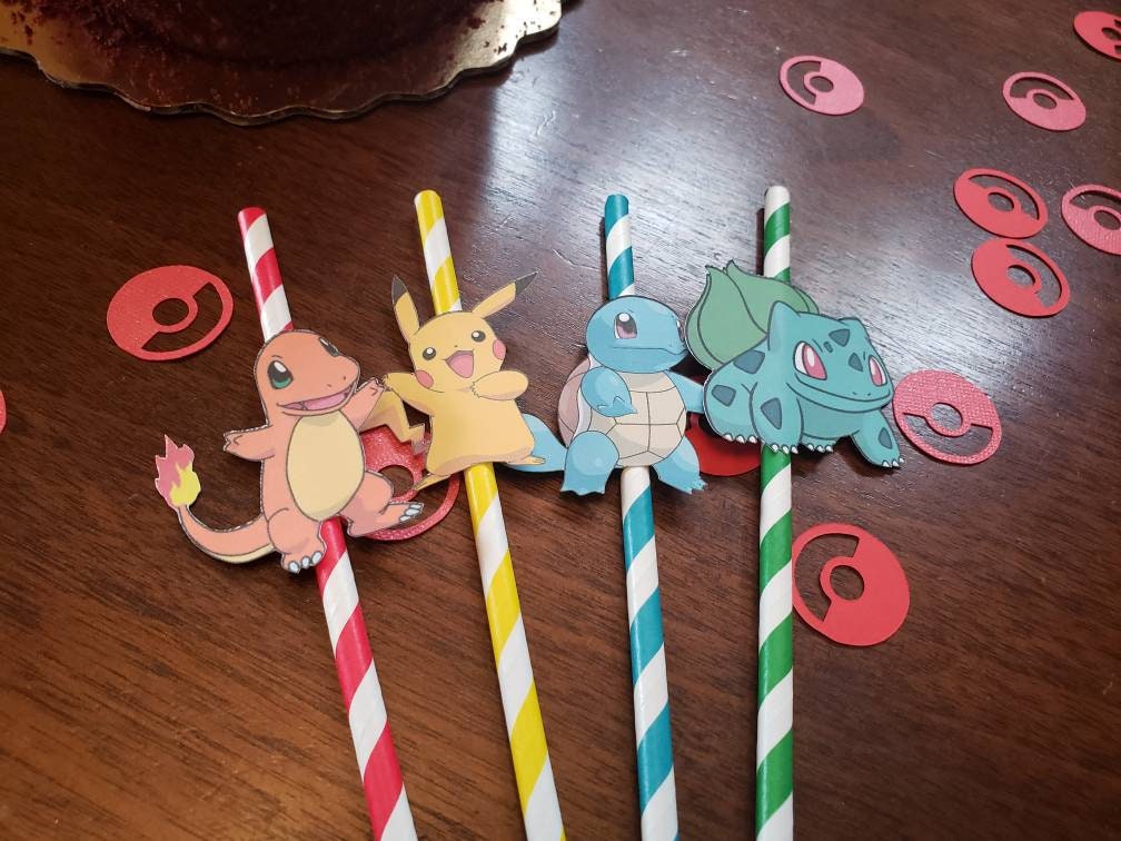 Pokemon Birthday Straws, Pikachu Straws, Pokemon Party Decorations, Video  Game Party Decor, Party Ideas for Boys or Girls 