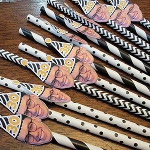 Custom Face Straws, Bachelorette Part , Personalized Photo 12 count paper straws image 8