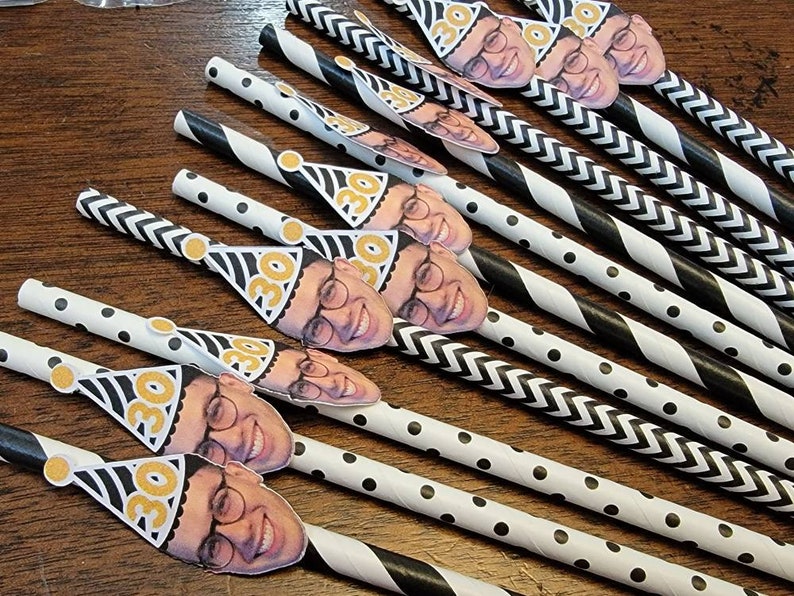 Custom Face Straws, Bachelorette Part , Personalized Photo 12 count paper straws image 8